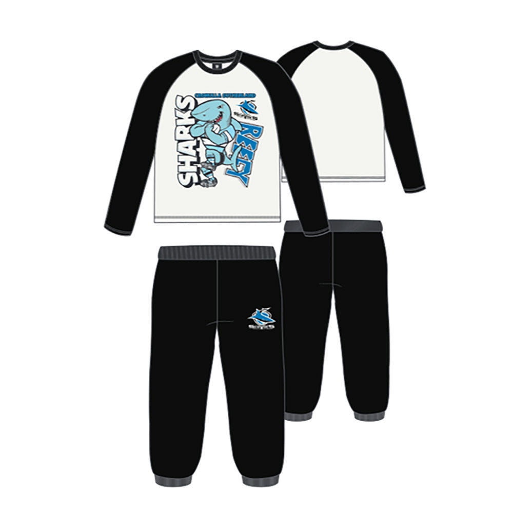 Cronulla Sutherland Sharks Kids Raglan Sleeve Cuffed PJ Set